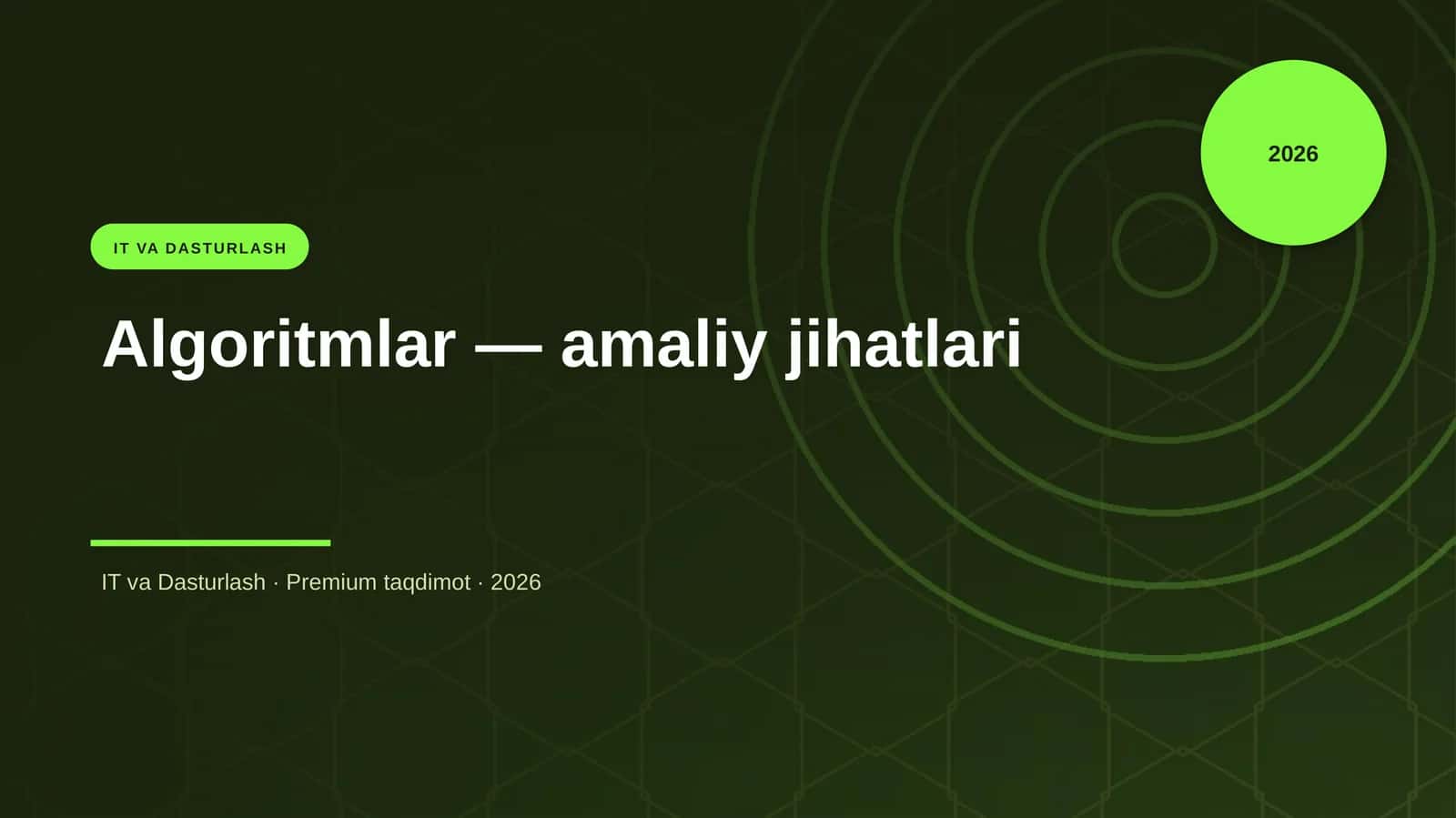 Algoritmlar — amaliy jihatlari