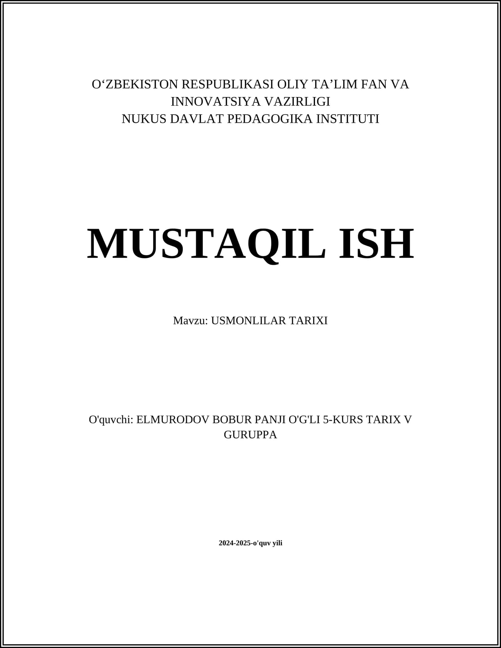 USMONLILAR TARIXI