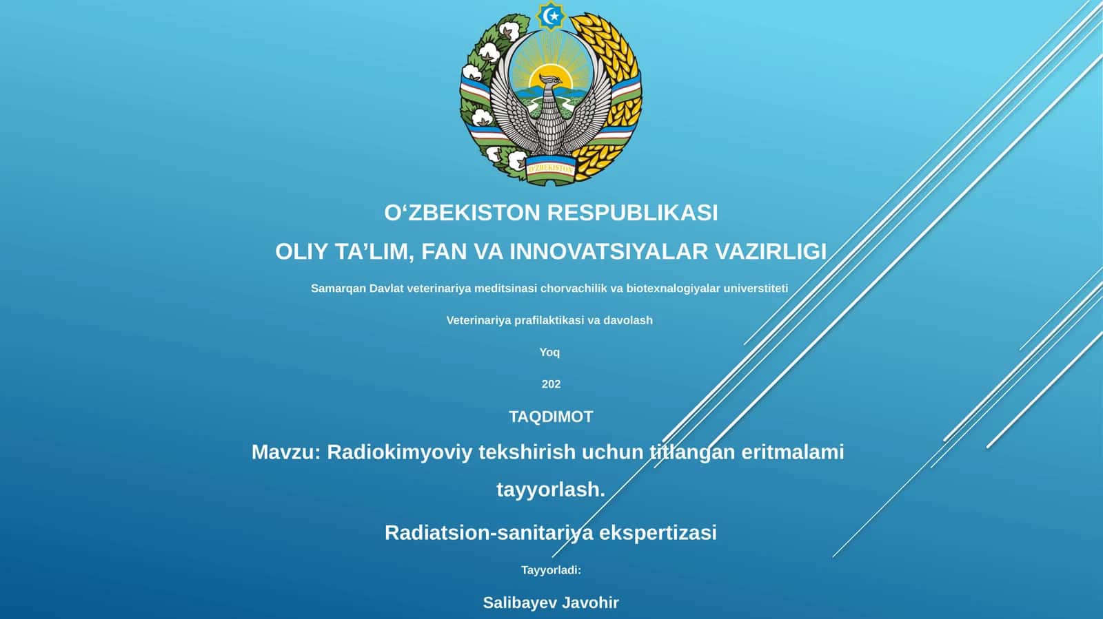 Radiokimyoviy tekshirish uchun titlangan eritmalami tayyorlash