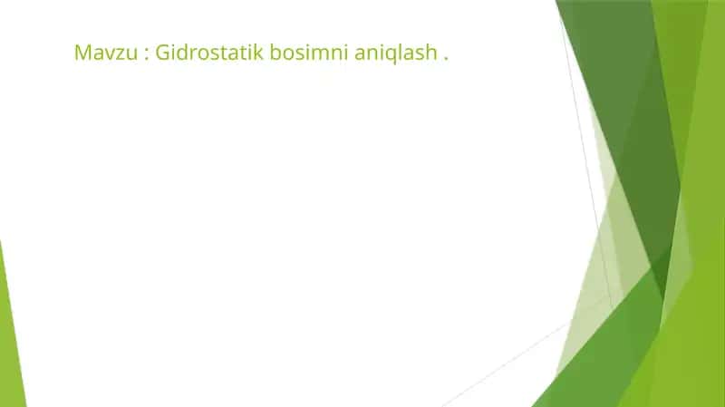 Gidrostatikbosimni aqlash