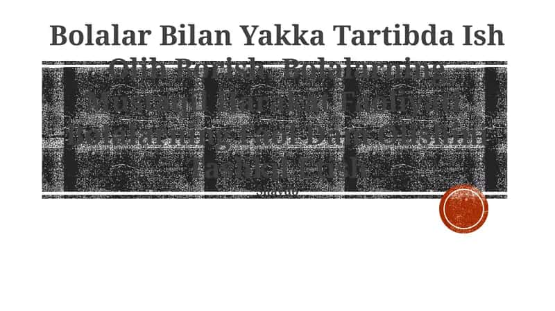 Bolalar Bilan Yakka Tartibda Ish Olib Borish