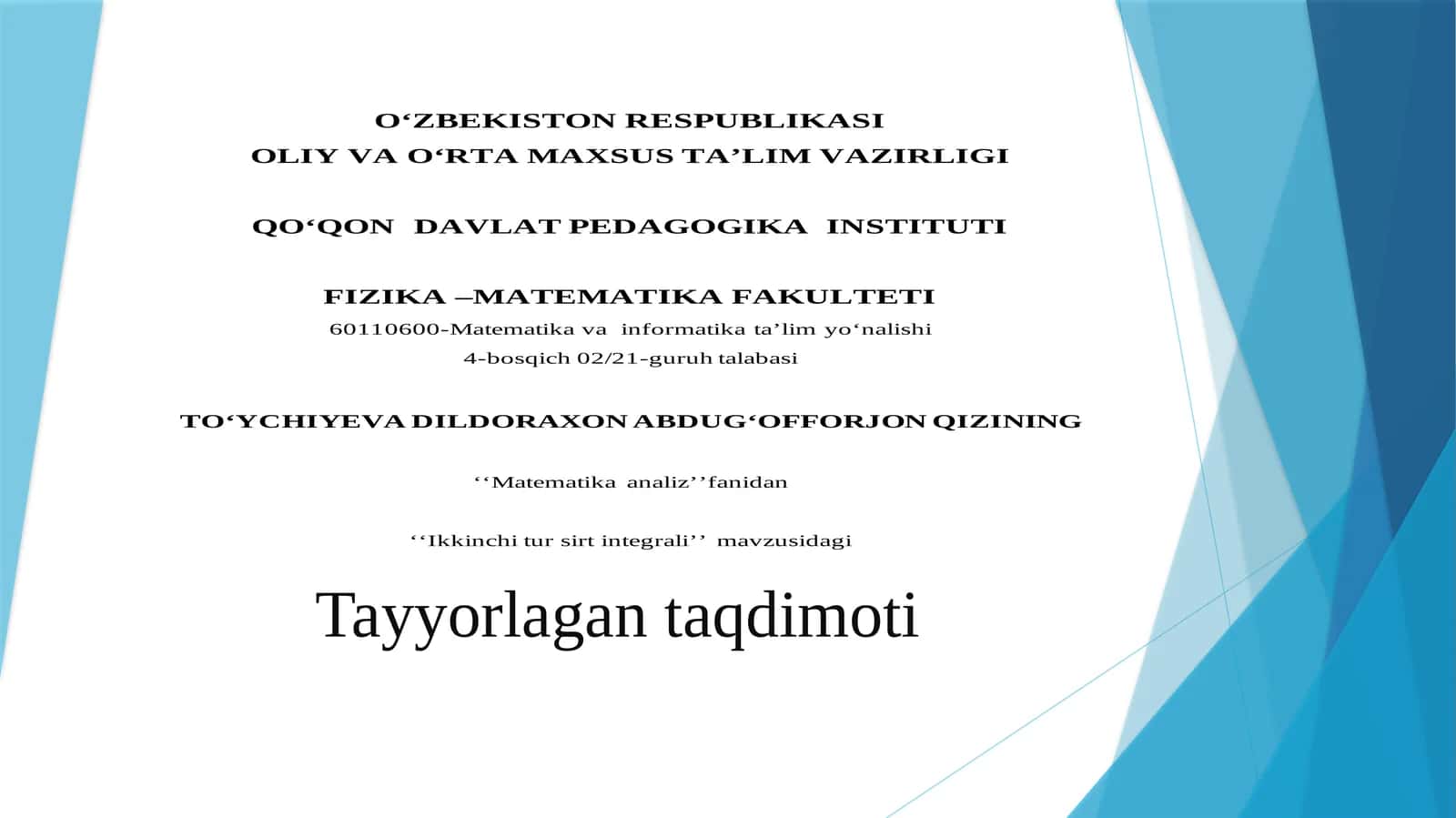 Tayyorlagan taqdimoti