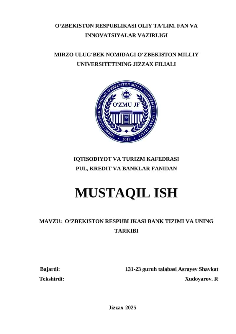 Bank tizimini tushunish