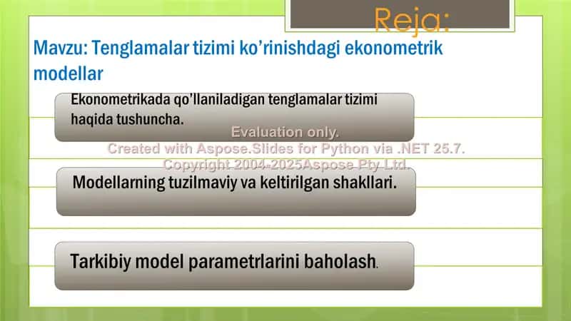 Tenglamalar tizimi ko’rinishdagi ekonometrik modellar
