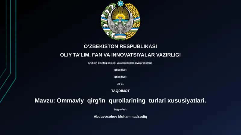 Ommaviy qirg'in qurollarining turlari xususiyatlari