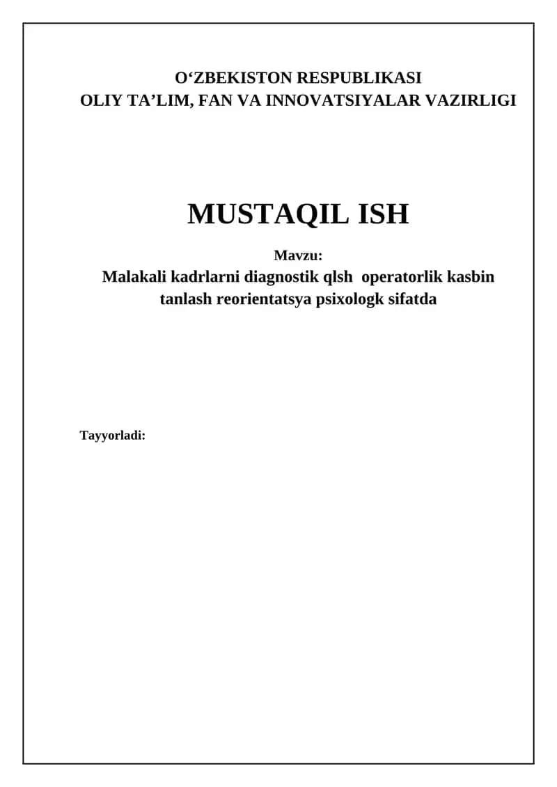 Operatorlik kasbini tanlash