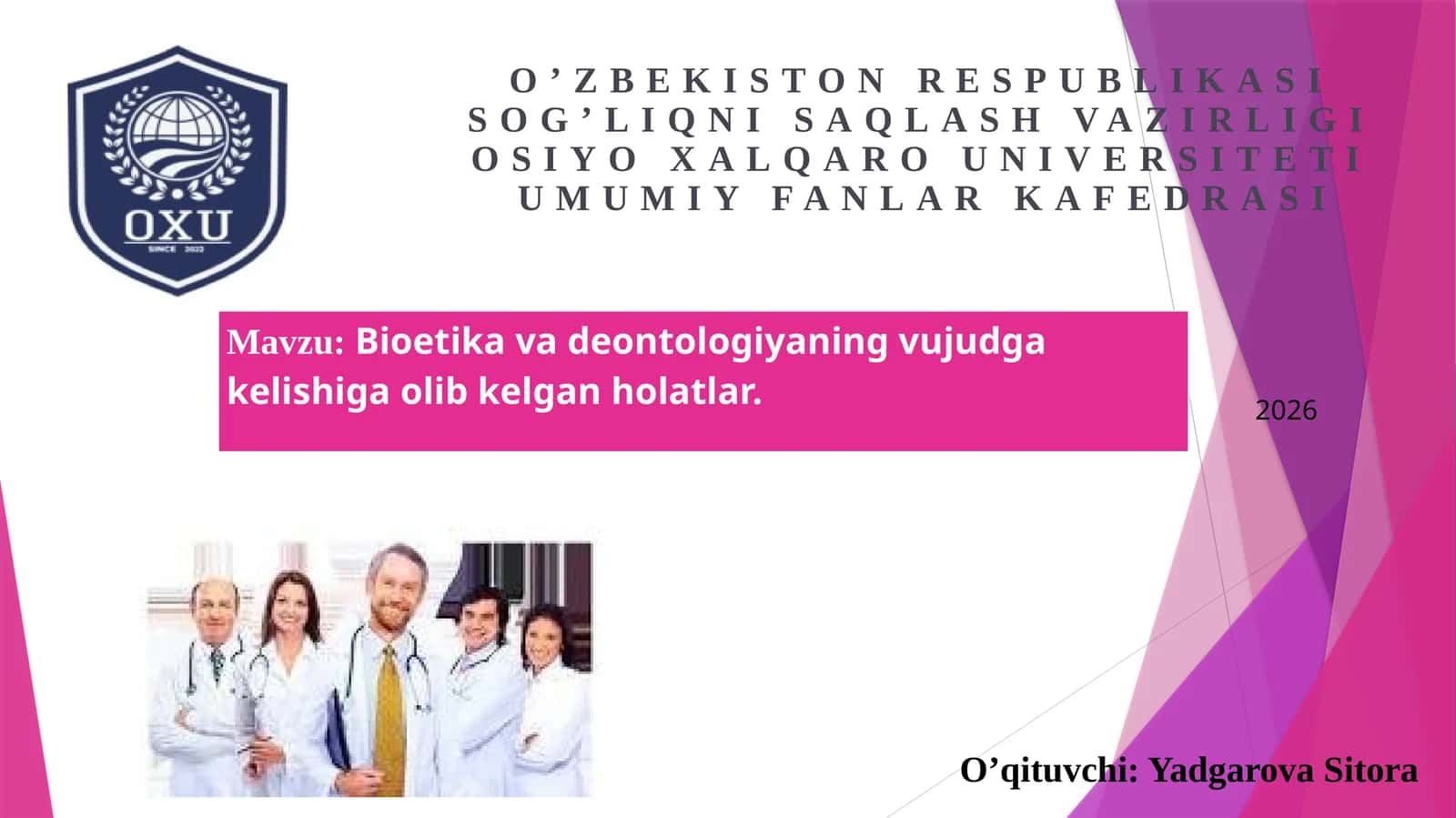 Bioetika va deontologiyaning vujudga kelishiga olib kelgan holatlar