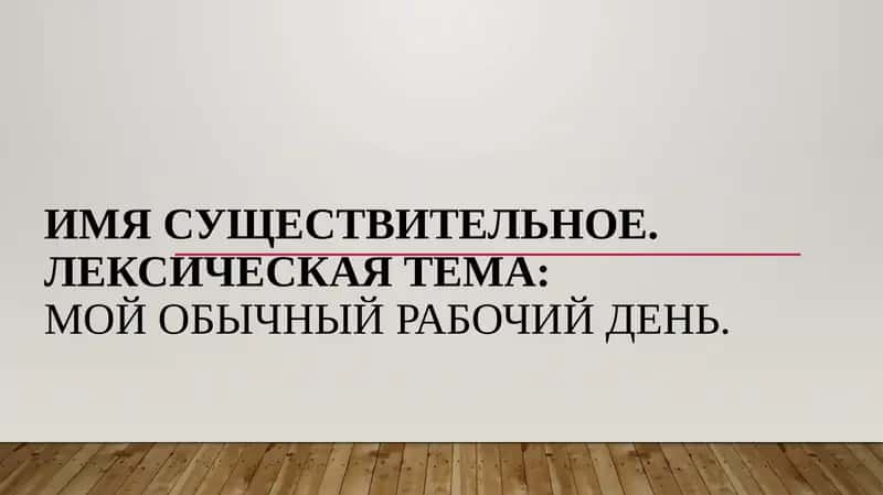 Имя существительное. Лексическая тема Мой обычный рабочий день.