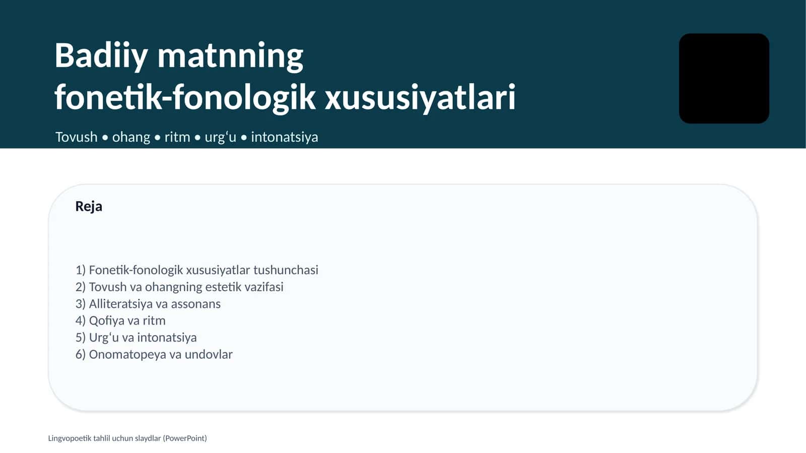 Badiiy matnning fonetik-fonologik xususiyatlari