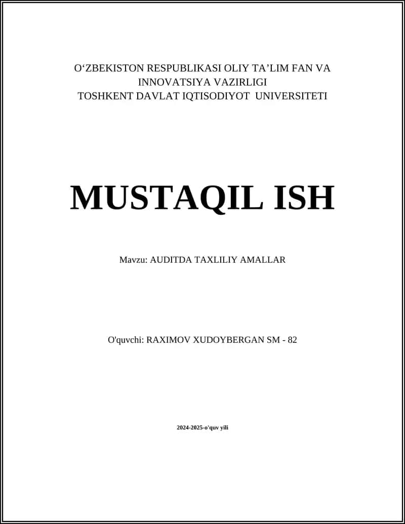 AUDITDA TAXLILIY AMALLAR