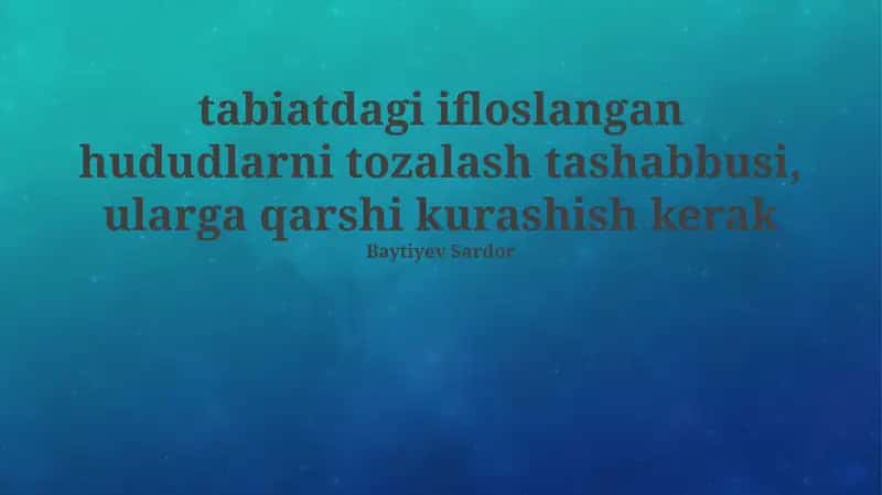 Tabiatdagi ifloslangan hududlarni tozalash tashabbusi