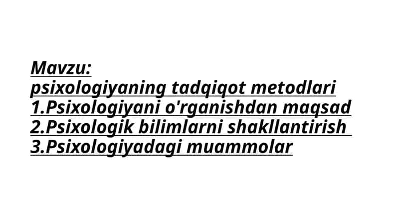 Psixologiya tadqiqot metodlari