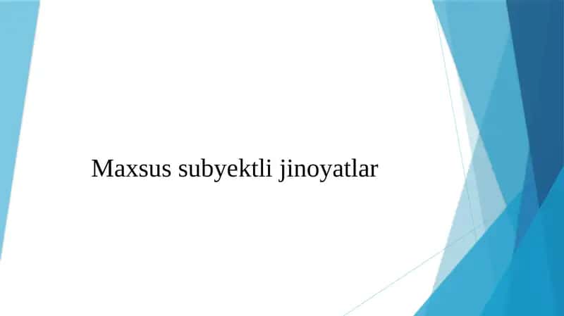 Maxsus subyektli jinoyatlar