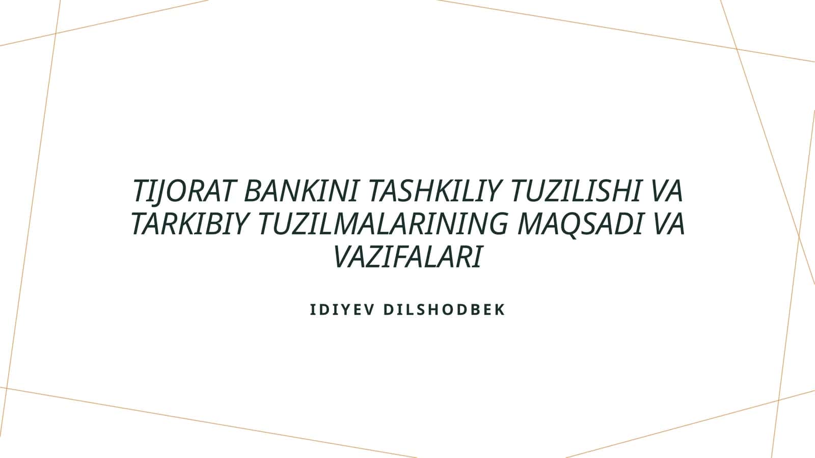 Tijorat banklarining tashkilot tuzilishi