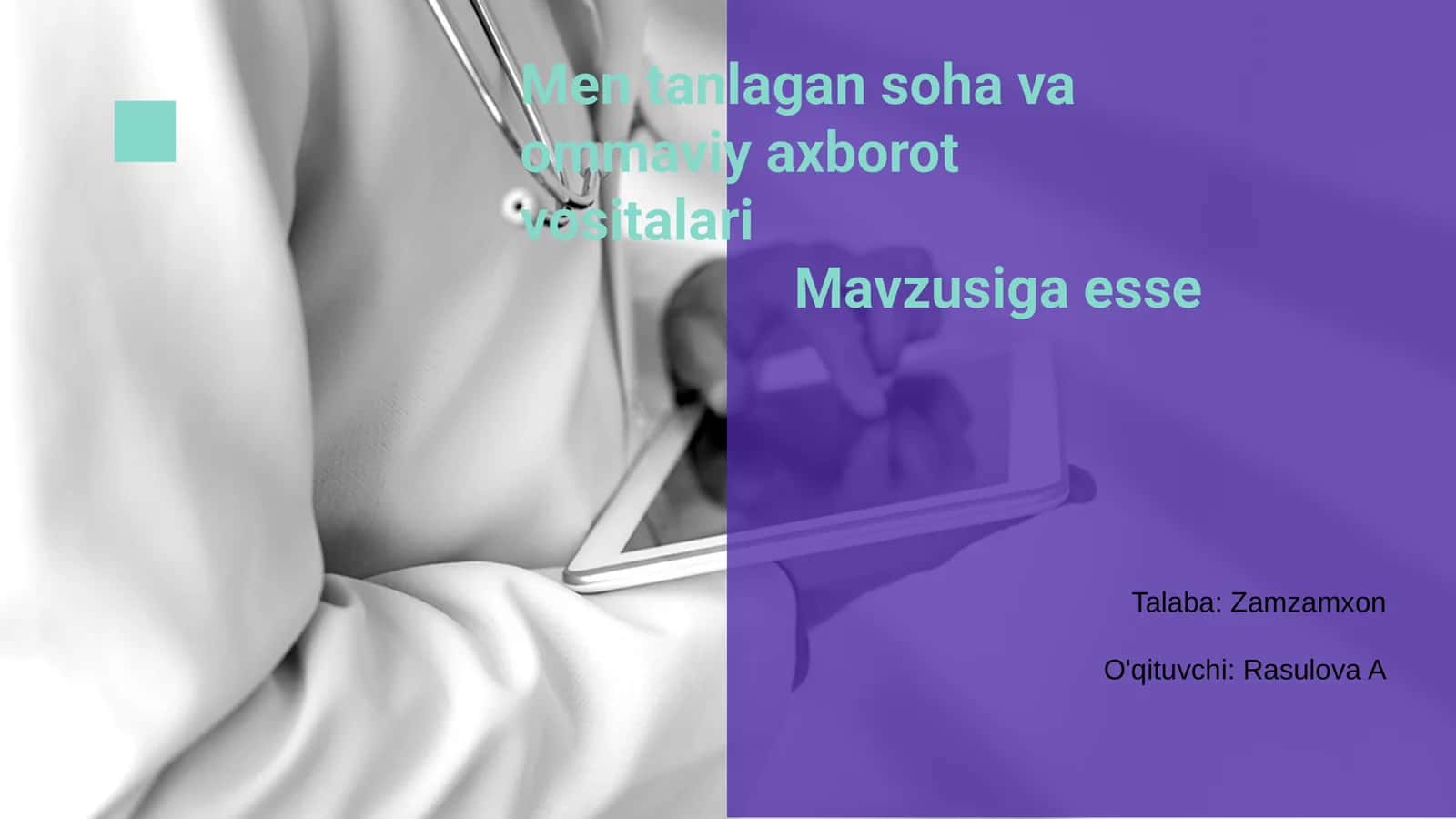 Men tanlagan soha va ommaviy axborot vositalari