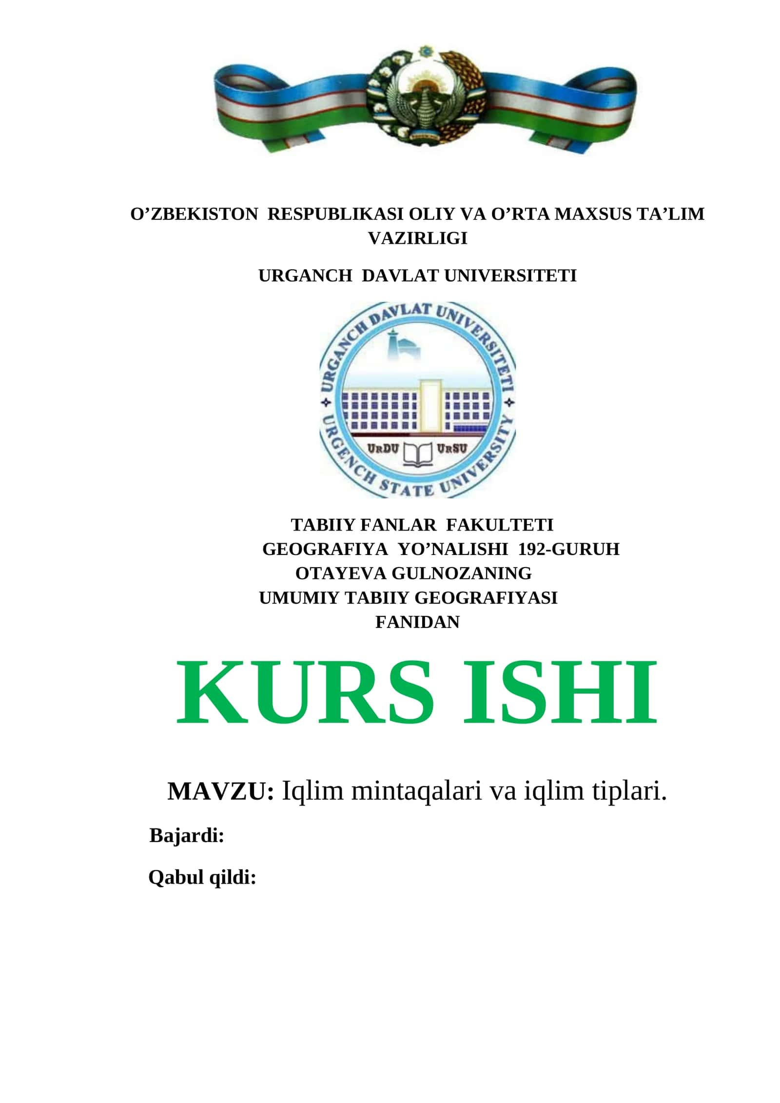 Iqlim mintaqalari va iqlim tiplari
