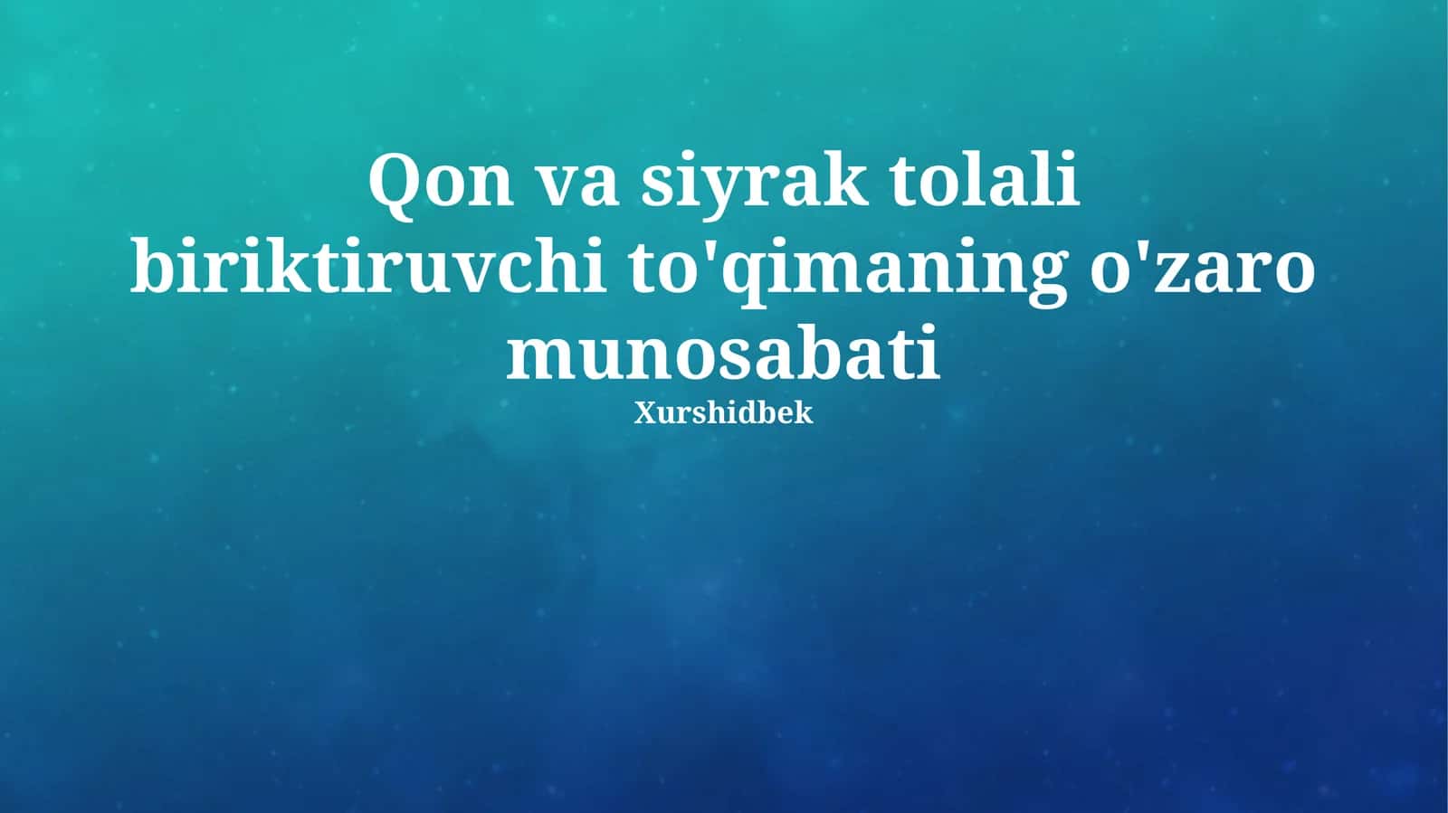 Qon va siyrak tolali biriktiruvchi to'qimaning o'zaro munosabati
