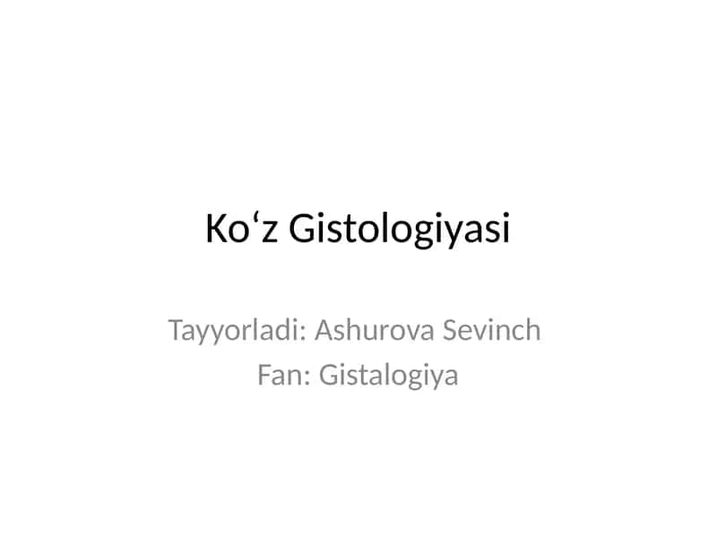 Ko‘z Gistologiyasi