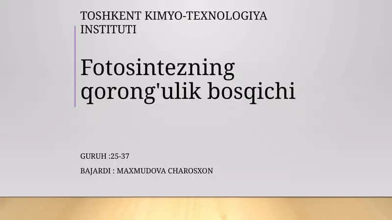 Fotosintezning qorong'ulik bosqichi