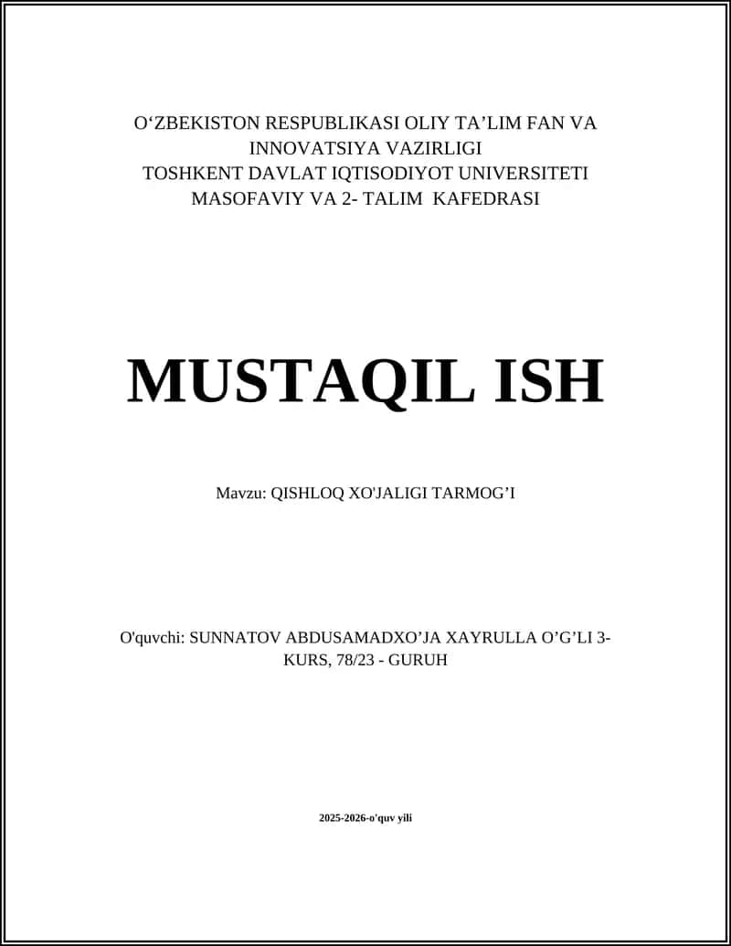 Qishloq xo'jaligi tarmoq'i