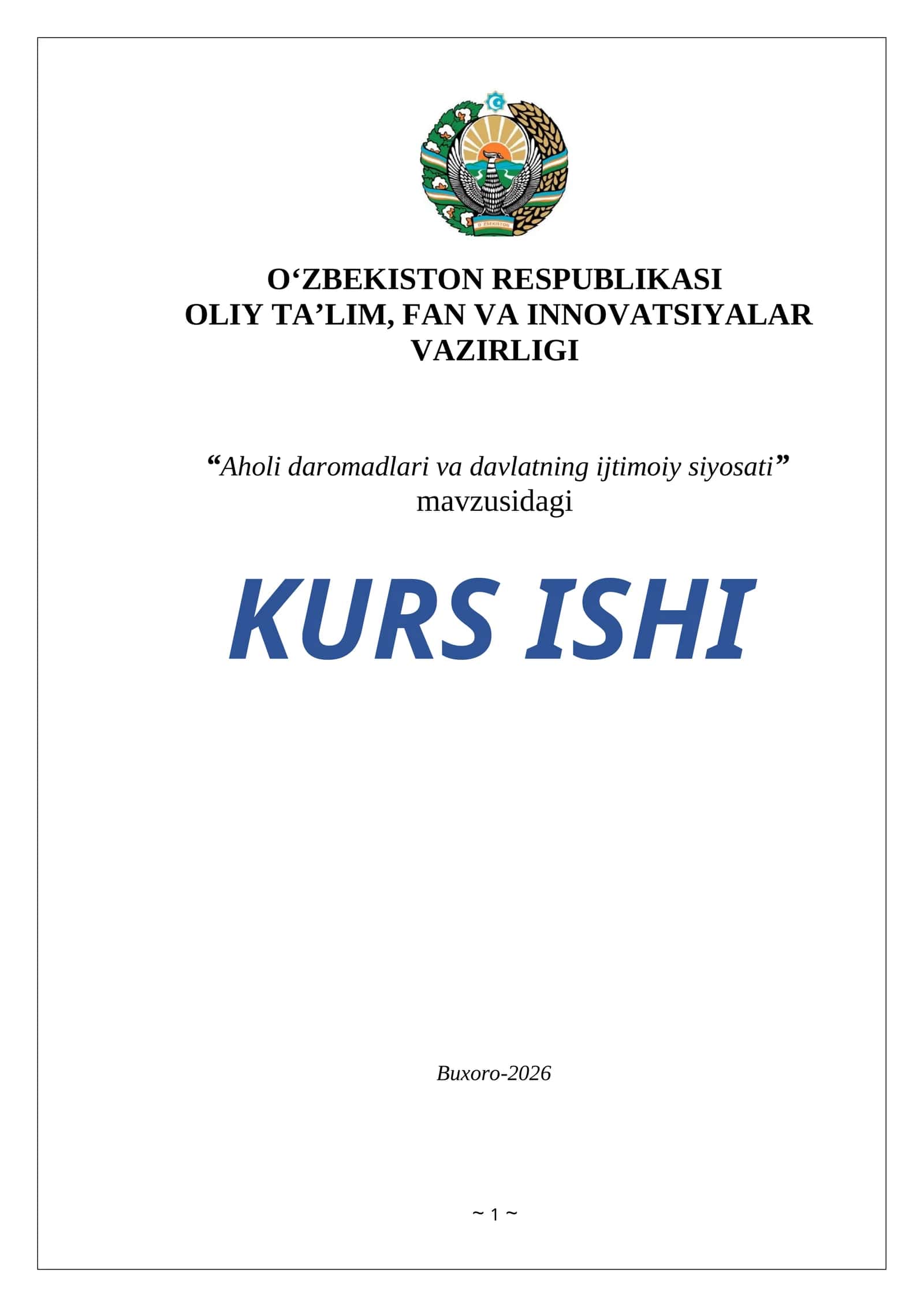 Aholi daromadlari va davlatning ijtimoiy siyosati