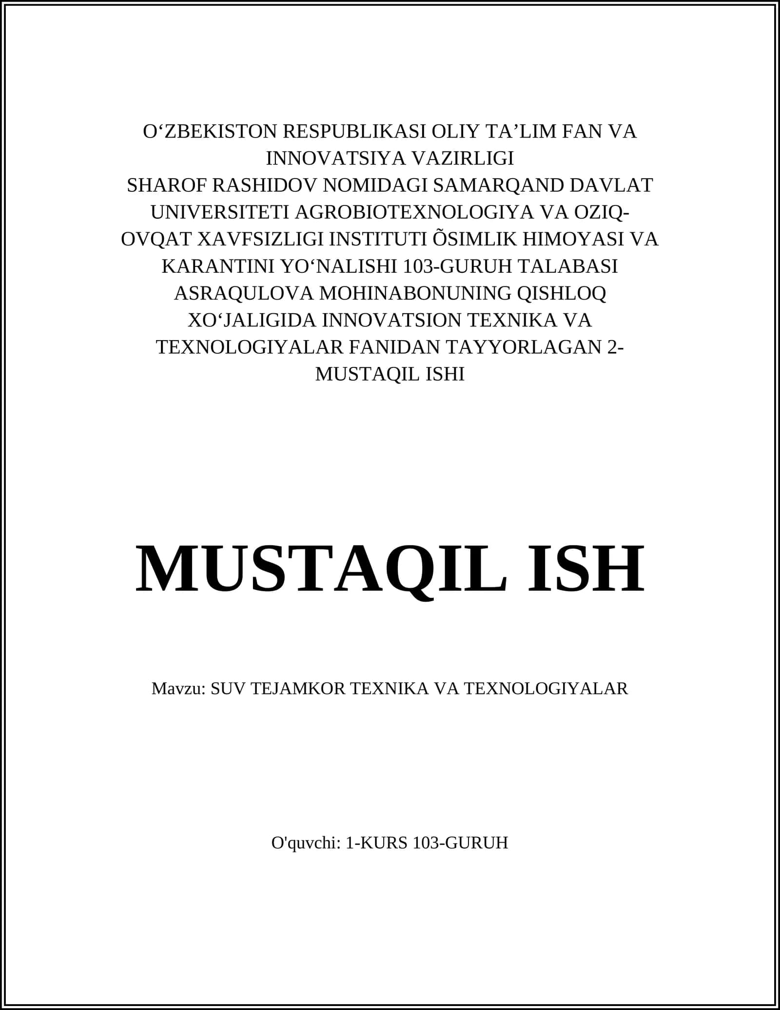 Tomchilatib va mikrosprinkler sug'orish texnologiyalari