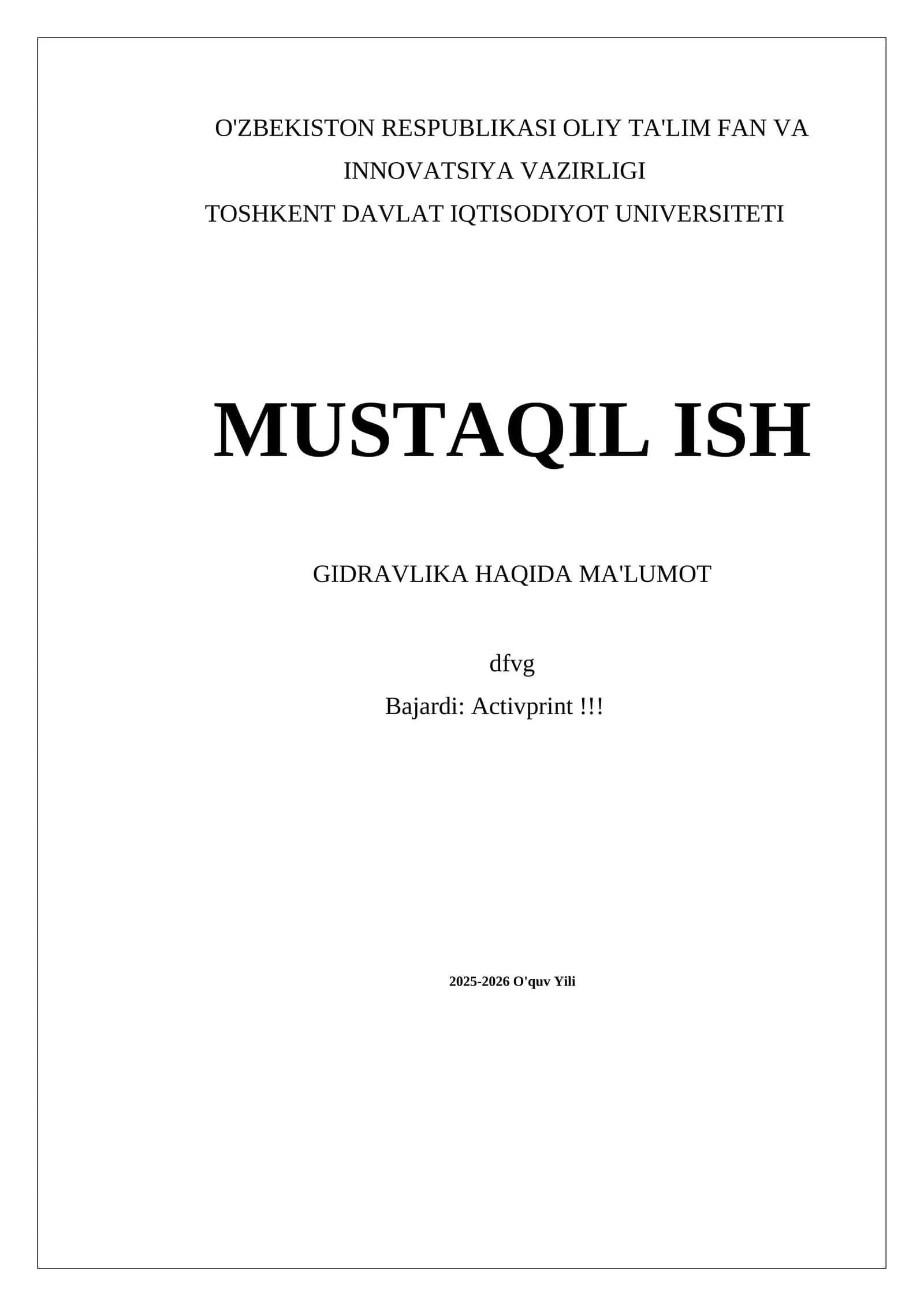 GIDRAVLIKA HAQIDA MA'LUMOT