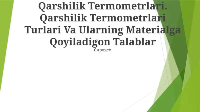 Qarshilik Termometrlari