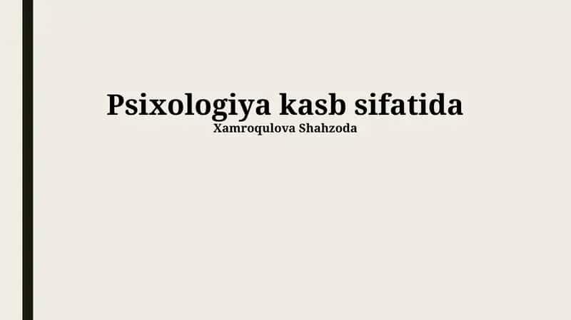 Psixologiya kasb sifatida
