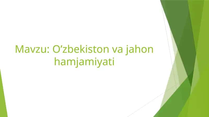 O’zbekiston va jahon hamjamiyati