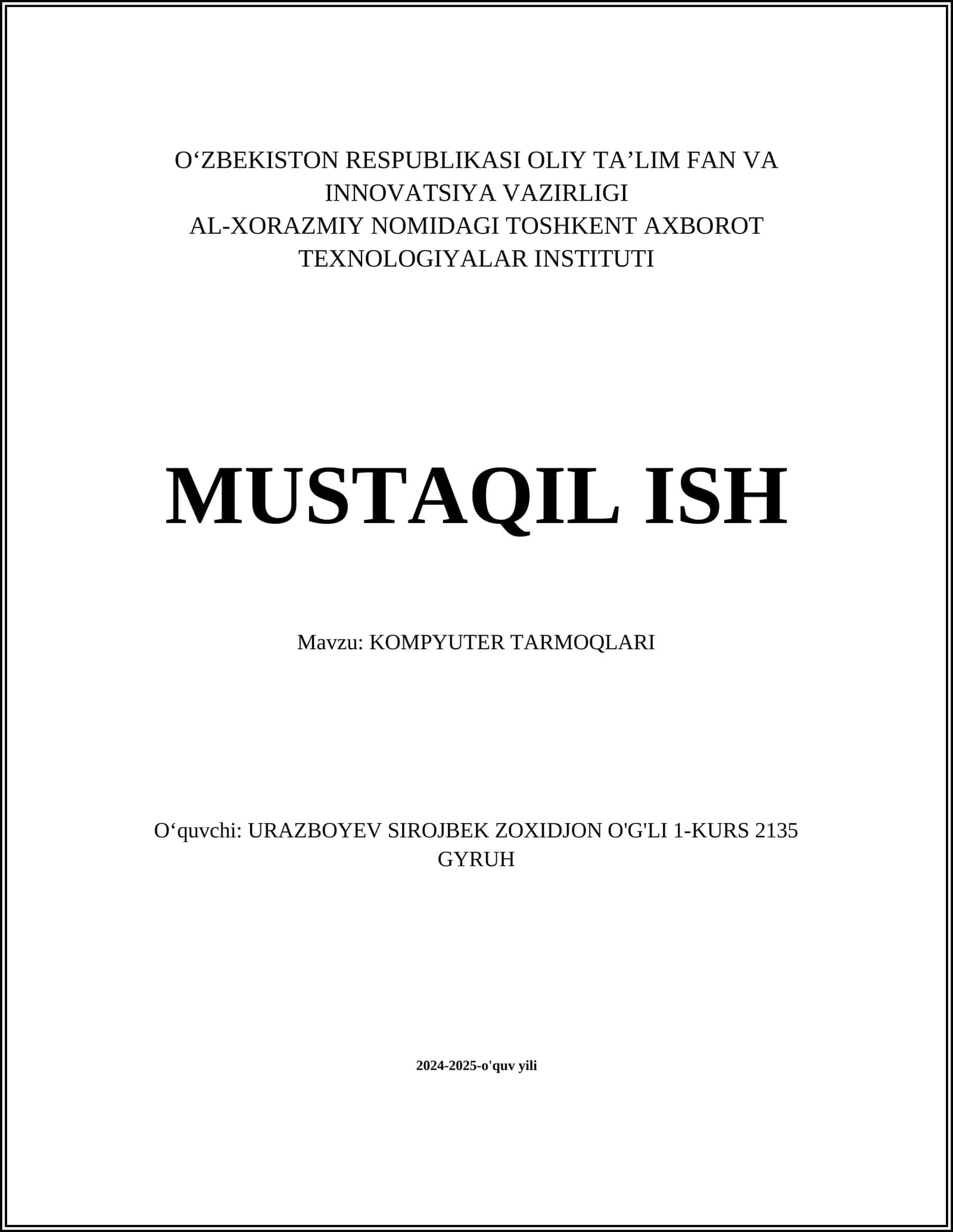 KOMPYUTER TARMOQLARI
