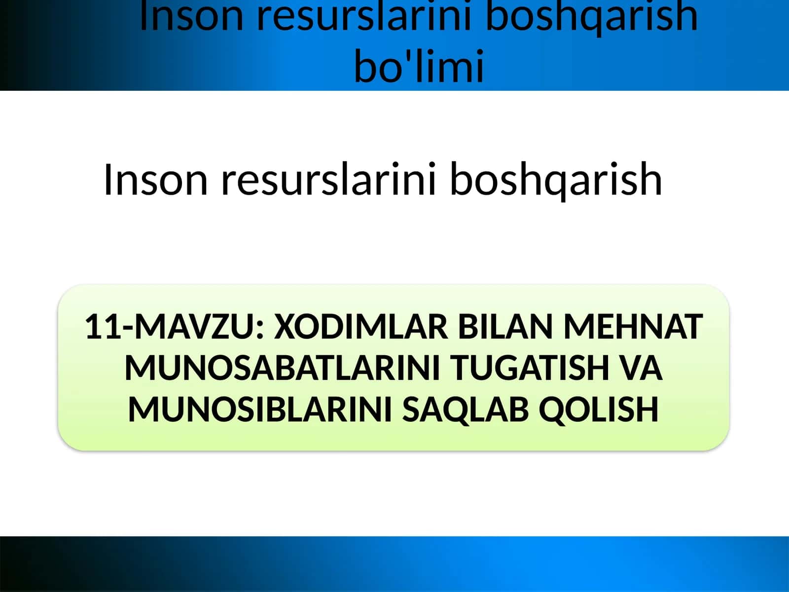 Inson Resurslarini Boshqarish Bo'limi