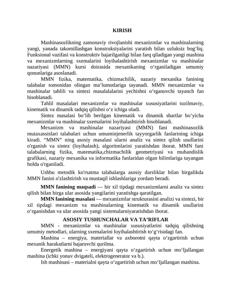 Mexanizmlar va mashinalarning yangi konstruksiyalarini yaratish