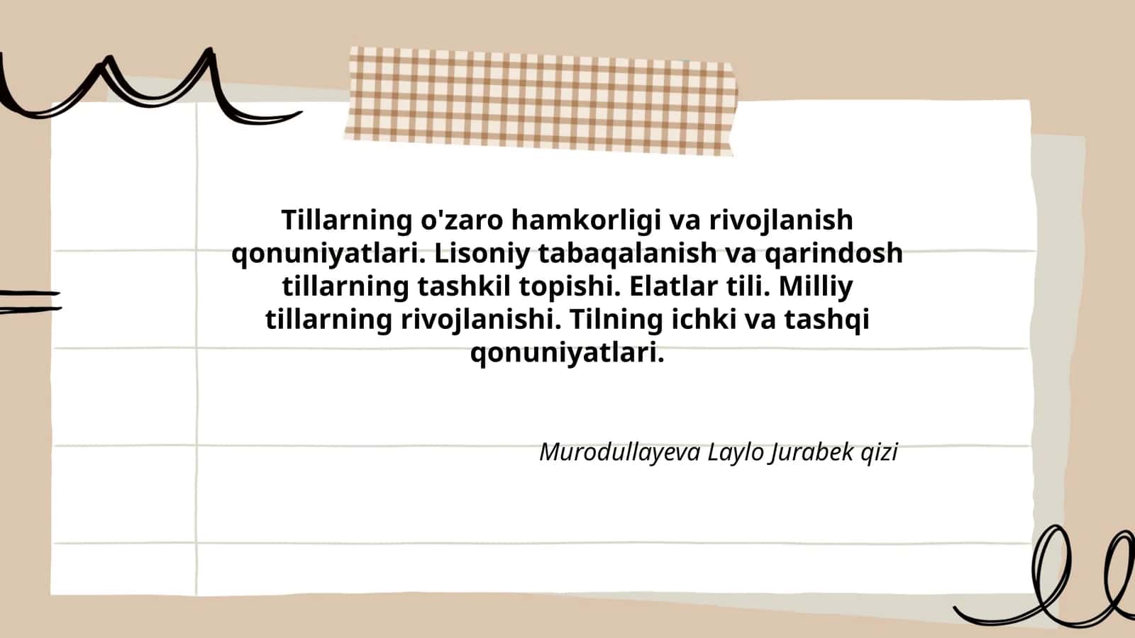 Tillarning o'zaro hamkorligi va rivojlanish qonuniyatlari