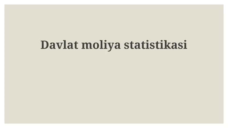 Davlat moliyasi statistikasi