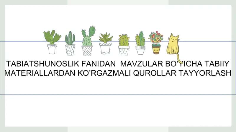 Tabiatshunoslik FANIDAN MAVZULAR BO’YICHA TABIIY MATERIALLARDAN KO’RGAZMALI QUROLLAR TAYYORLASH