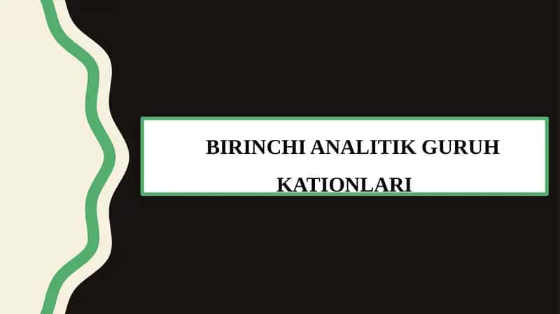 BIRINCHI ANALITIK GURUH KATIONLARI