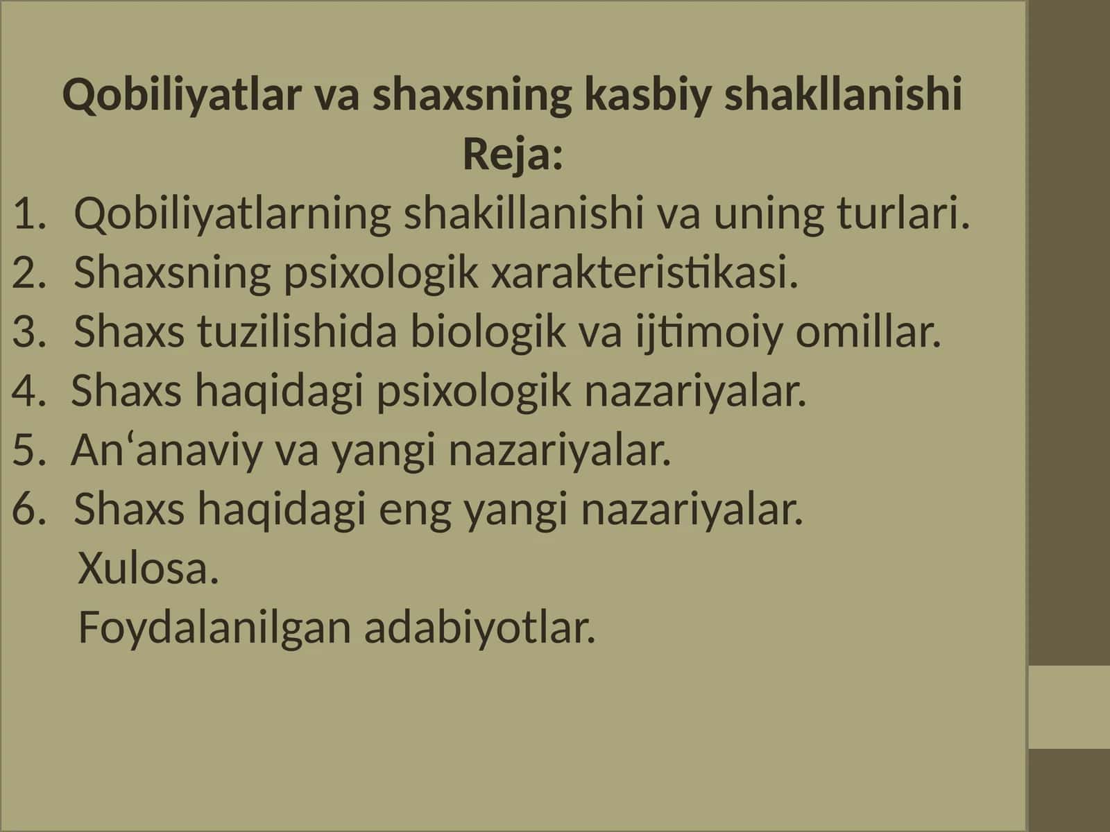 Qobiliyatlar va shaxsning kasbiy shakllanishi