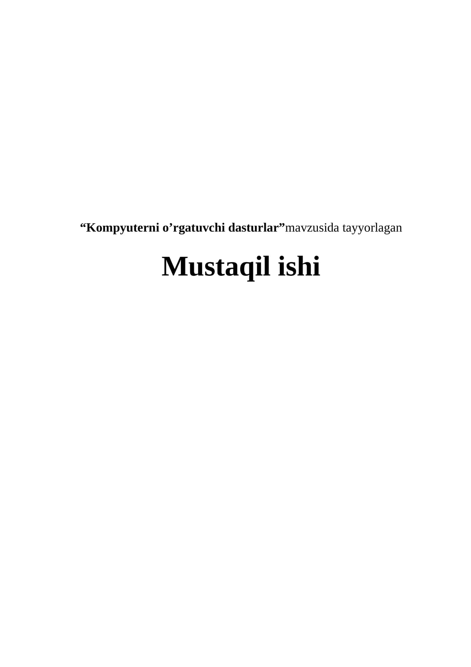 Kompyuterni o’rgatuvchi dasturlar