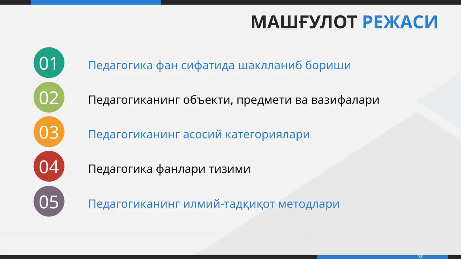Pedagogika faniga kirish va pedagogik metodlar