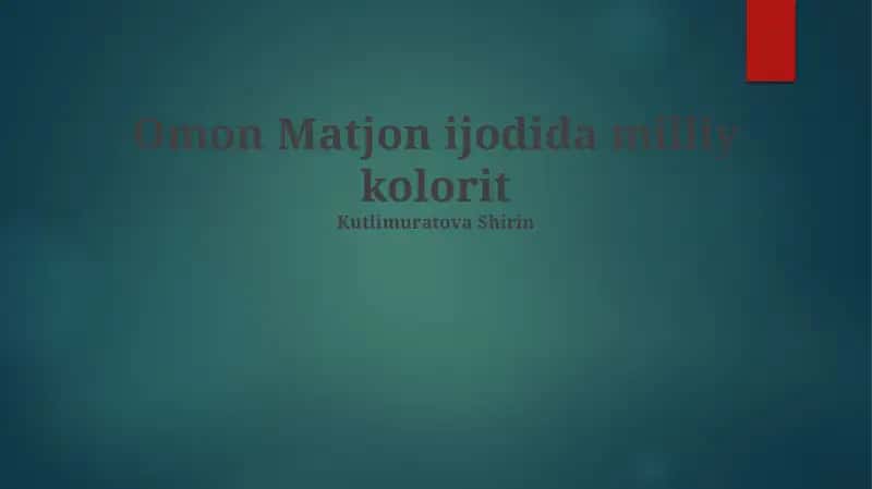 Omon Matjon Asarlaridagi Rang Simvolizmi
