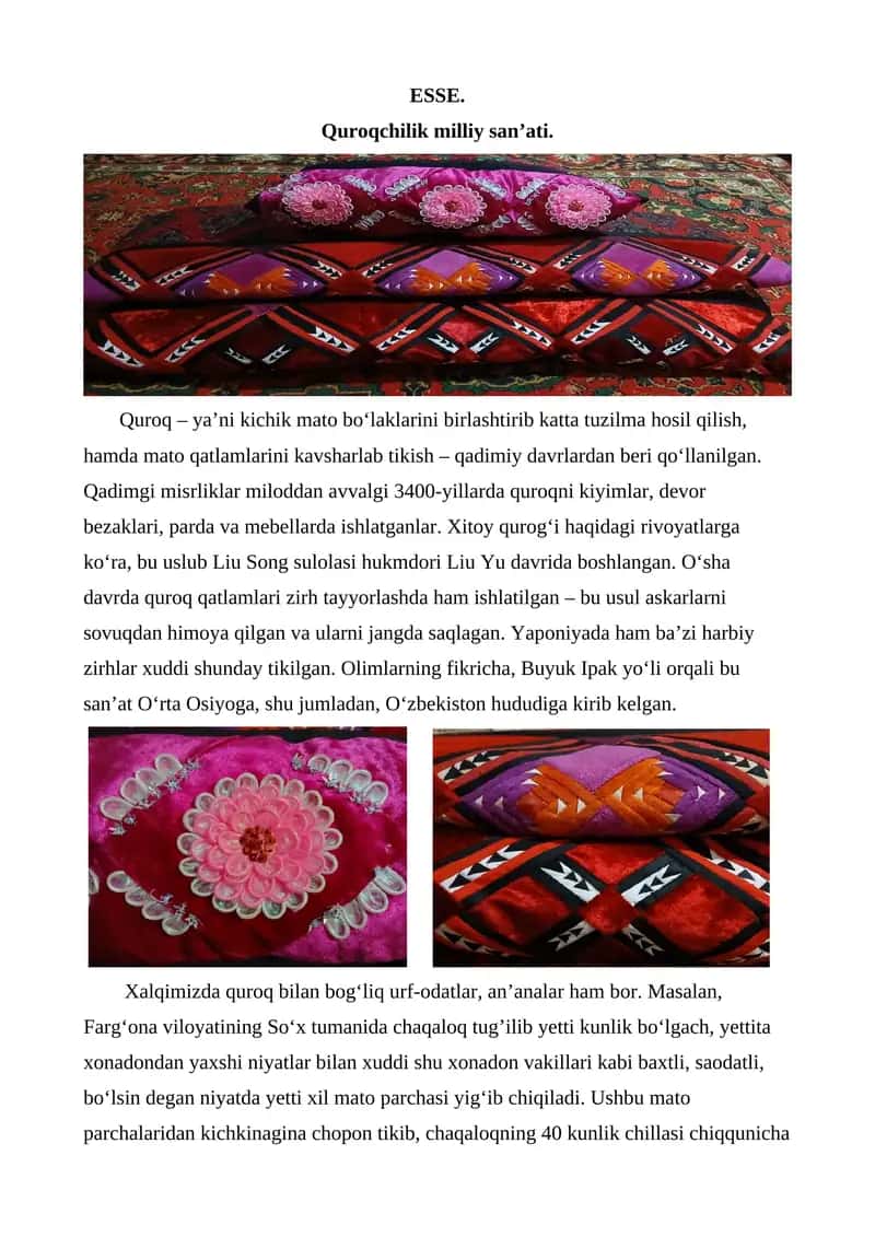 Quroqchilik milliy san’ati.
