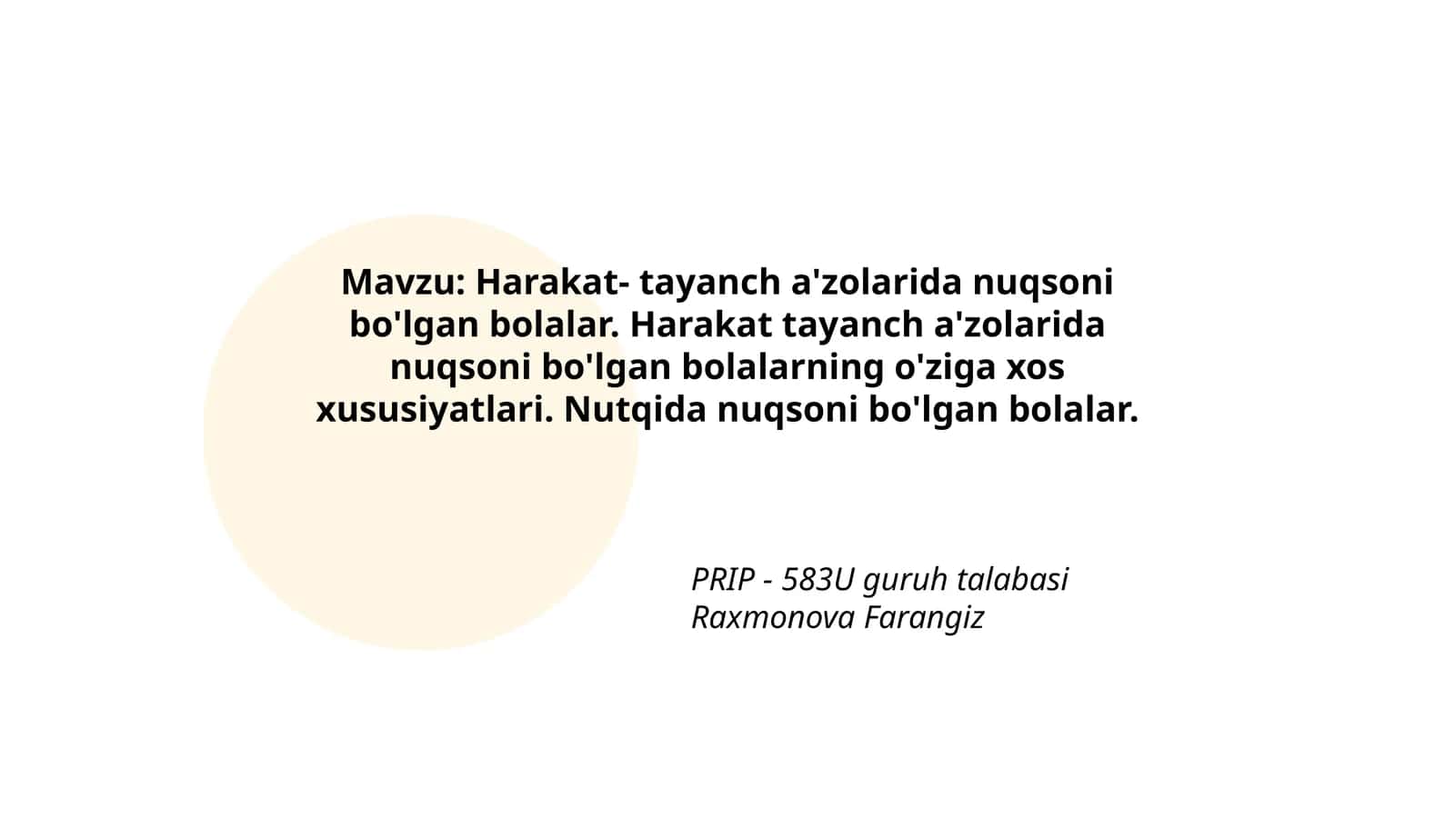 Harakat- tayanch a'zolarida nuqsoni bo'lgan bolalar