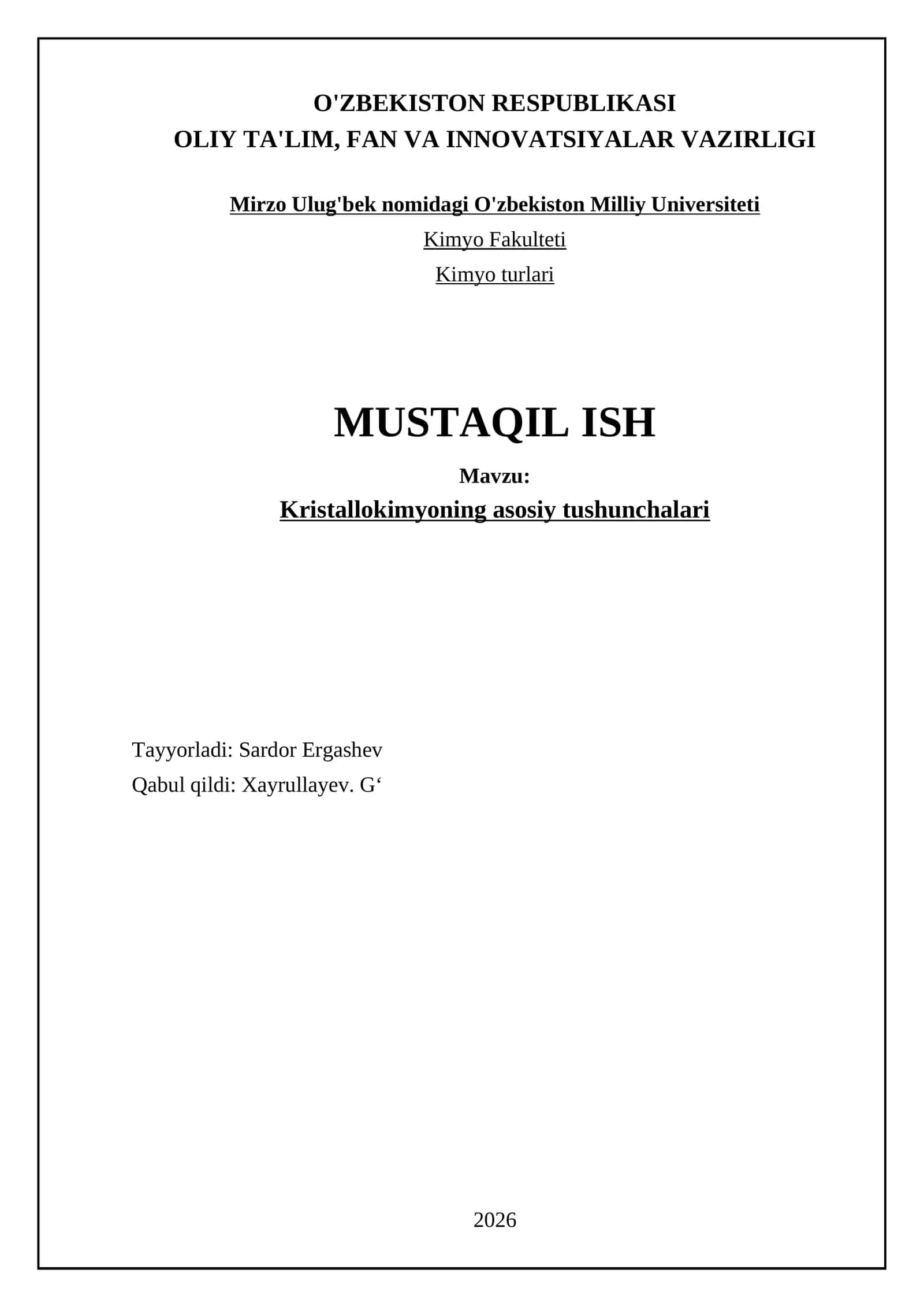Kristallokimyoning asosiy tushunchalari