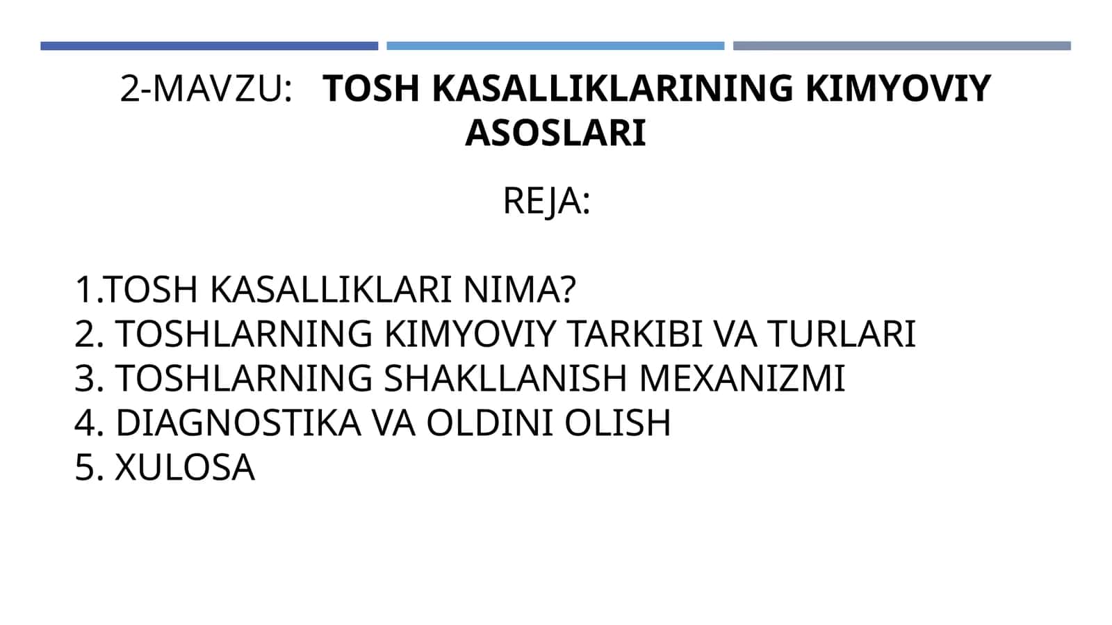 TOSH KASALLIKLARINING KIMYOVIY ASOSLARI