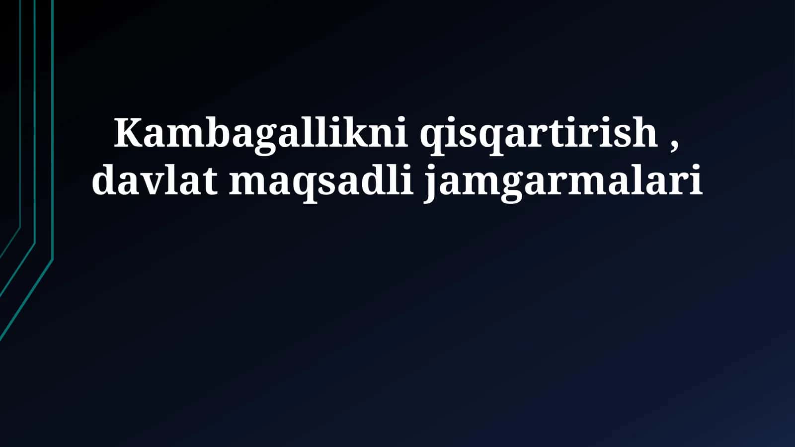 Kambagallikni qisqartirish, davlat maqsadli jamgarmalari