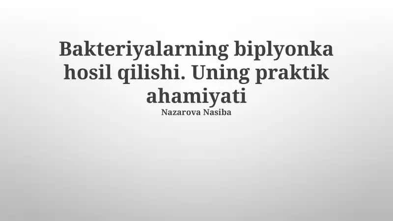 Biofilmlar va oziq-ovqat sanoati