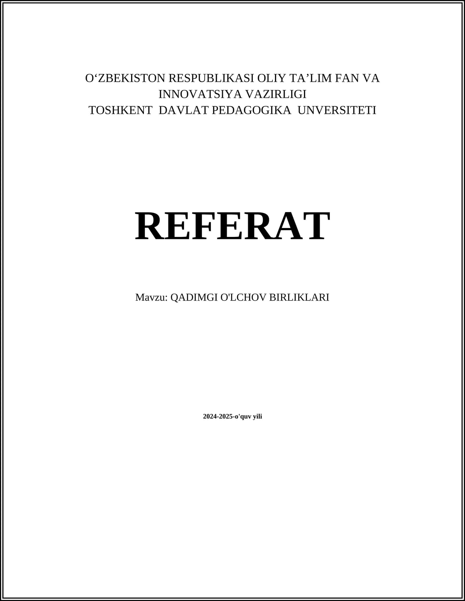 QADIMGI O'LCHOV BIRLIKLARI