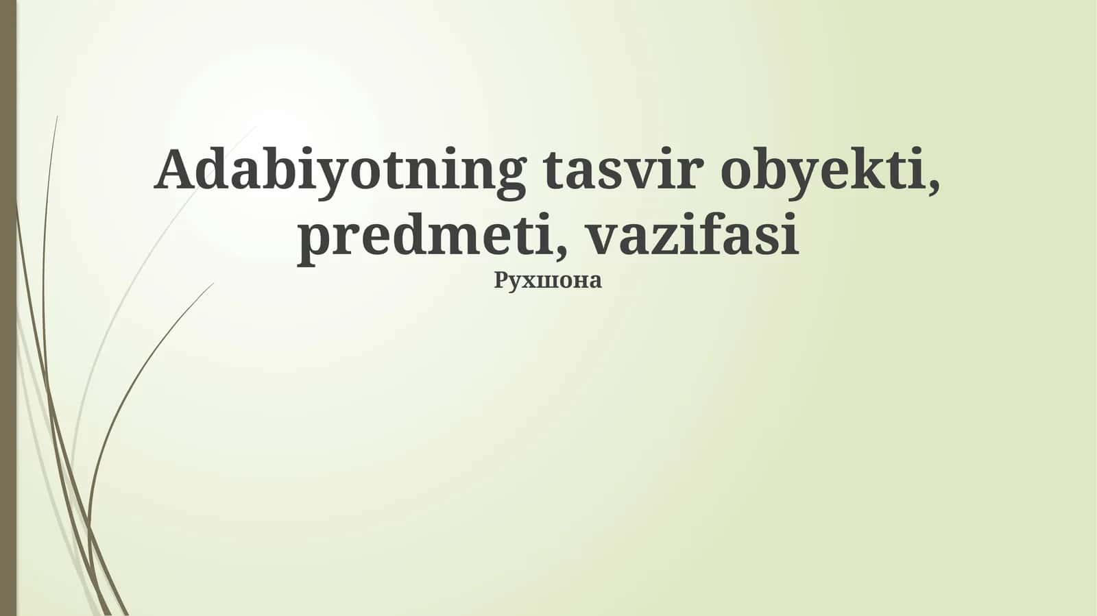 Adabiy Tasvirning Mohiyati: Obyekt, Subyekt va Funksiya