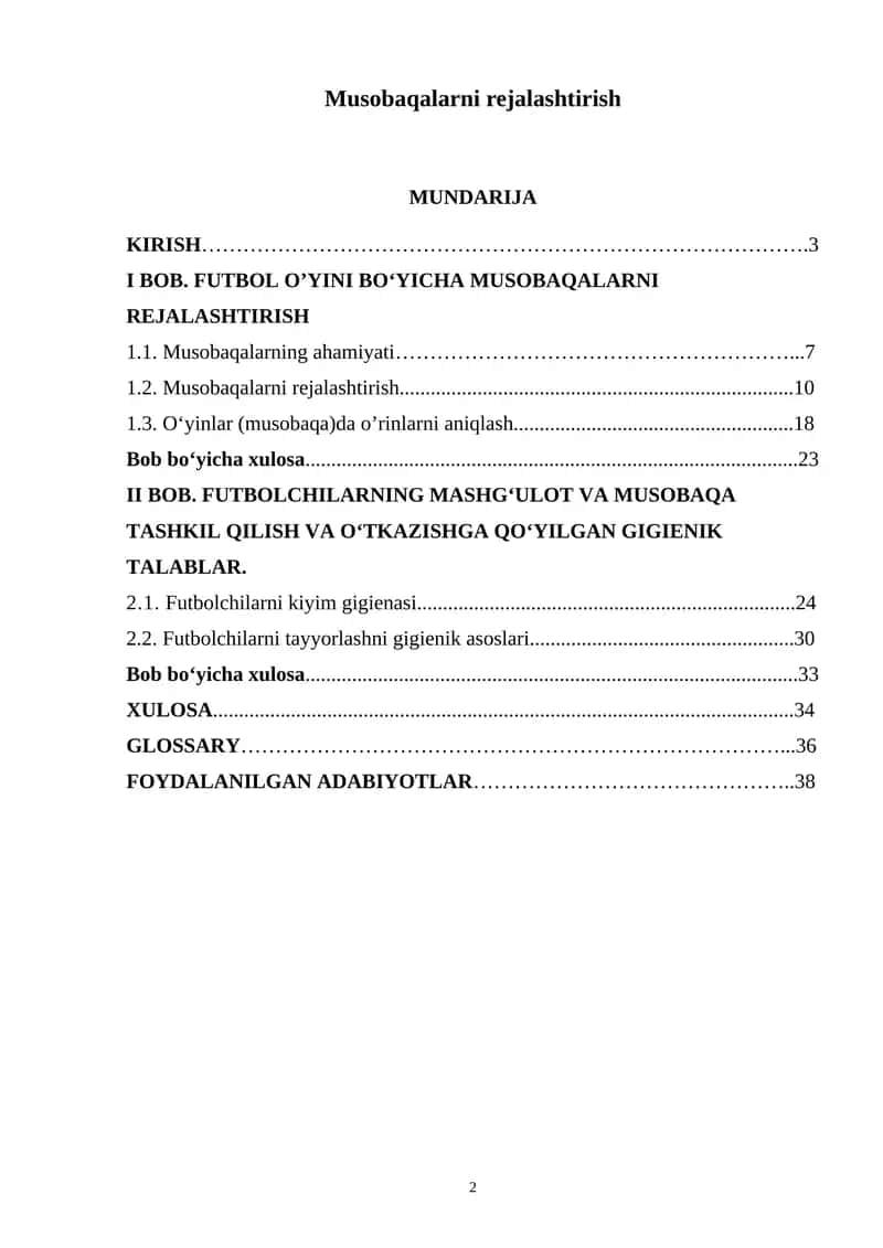 Musobaqalarni rejalashtirish